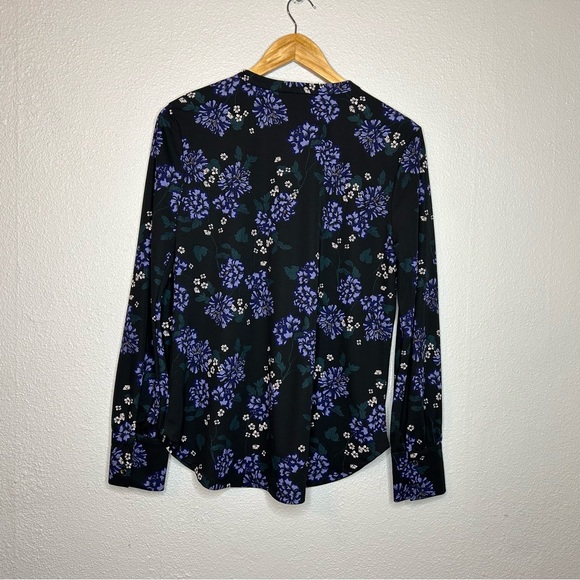 ANN TAYLOR FACTORY | FLORAL V-NECK LONG SLEEVE BLOUSE MEDIUM - Picture 2 of 2